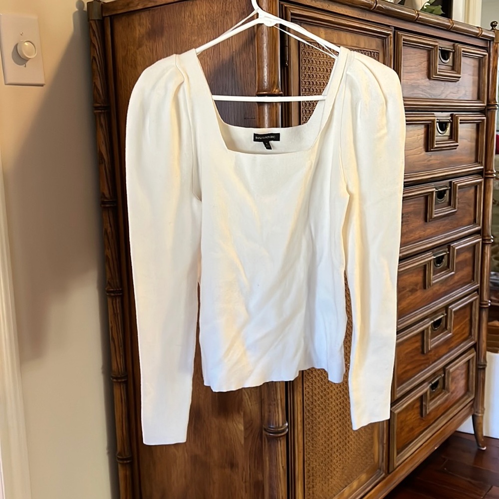 Banana Republic White Square Neck Sweater
